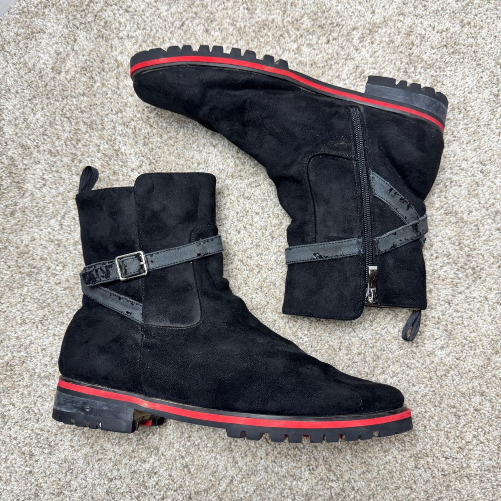 Christian Louboutin Mens Kicko Suede Red Sole Chelsea Boots Size 44 EU 11 US